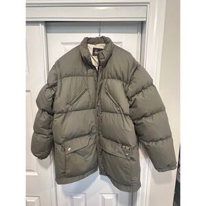 Swan Genuine Down Puffer Jacket Mens XL Khaki Winter Coat Removable Vest Vintage